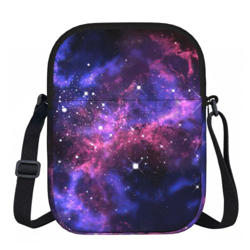 YQxwJL Petit sac à bandoulière pour femme avec imprimé univers galaxie, étoiles, espace - Mini sac à bandoulière pour voyage, course à pied, téléphone, sac à bandoulière