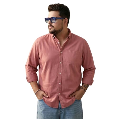 Image of Urbano Plus Men's Cotton Full Sleeve Regular Fit Solid Oxford Shirt with Button-Down Collar