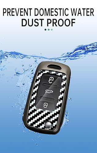 Coque de clé VW effet carbone et métal : protection premium 3 boutons - 4