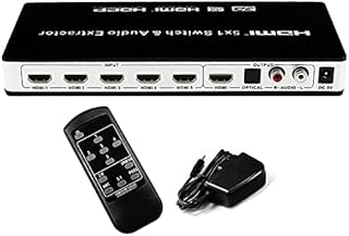 Unocho 4K HDMI Switch 30Hz HDMI Switcher 5 Port 5x1 HDMI Switcher Splitter Box hdmi Audio Extractor Supports 1080P Ultra HD 4K Full HD 3D ARC with Remote Control