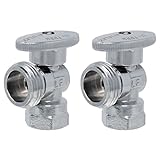 1/4 Turn Washing Machine Angle Stop, 1/2' FIP x 3/4' MHT Miiflex Heavy Duty Chrome Plated Brass Quarter Shut Off Valve for Residential/Commercial [2 Pack]