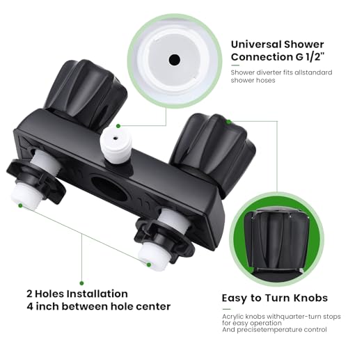 Image of RV Shower Faucet with Hose and Head, RV Outdoor Shower Kits, RV Tub Faucet with Shower Diverter Outdoor Shower Kit Fits for RV /Campers,Travel Trailer,Motorhome (Shower Faucet Kit, Black)