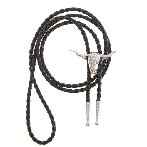 Image of HUABOLA CALYN Native American Bolo tie Rodeo Cowboy Leather Necktie Western Bolo ties for Men Women Necktie for Concert Fans