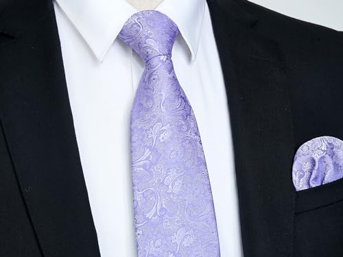 Image of HISDERN Ties for Men Paisley Floral Tie Handkerchief Classic Woven Business Formal Necktie and Pocket Square Set Wedding