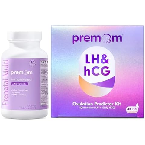 Premom Quantitative Ovulation Predictor Kit：40 Ovulation Tests + 10 Pregnancy Tests + Premom Multivitamin for Women - Prenatal Formula Vitamin Supplements Cover