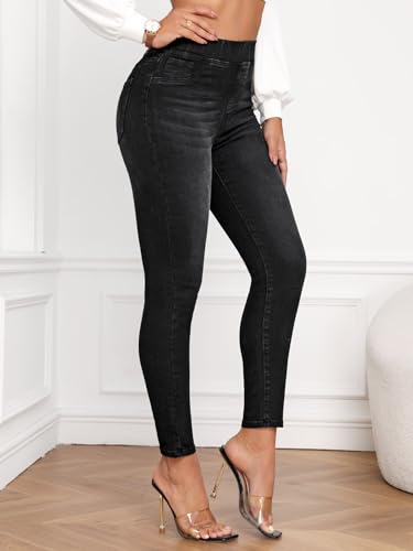 Image of Shasmi Women's Light Blue High Waist Skinny Jeans Stretch Denim Jeggings for Women | Elastic Waist Slim Fit Jeans | Casual Pocket Skinny Denim Pants (Jeans 240