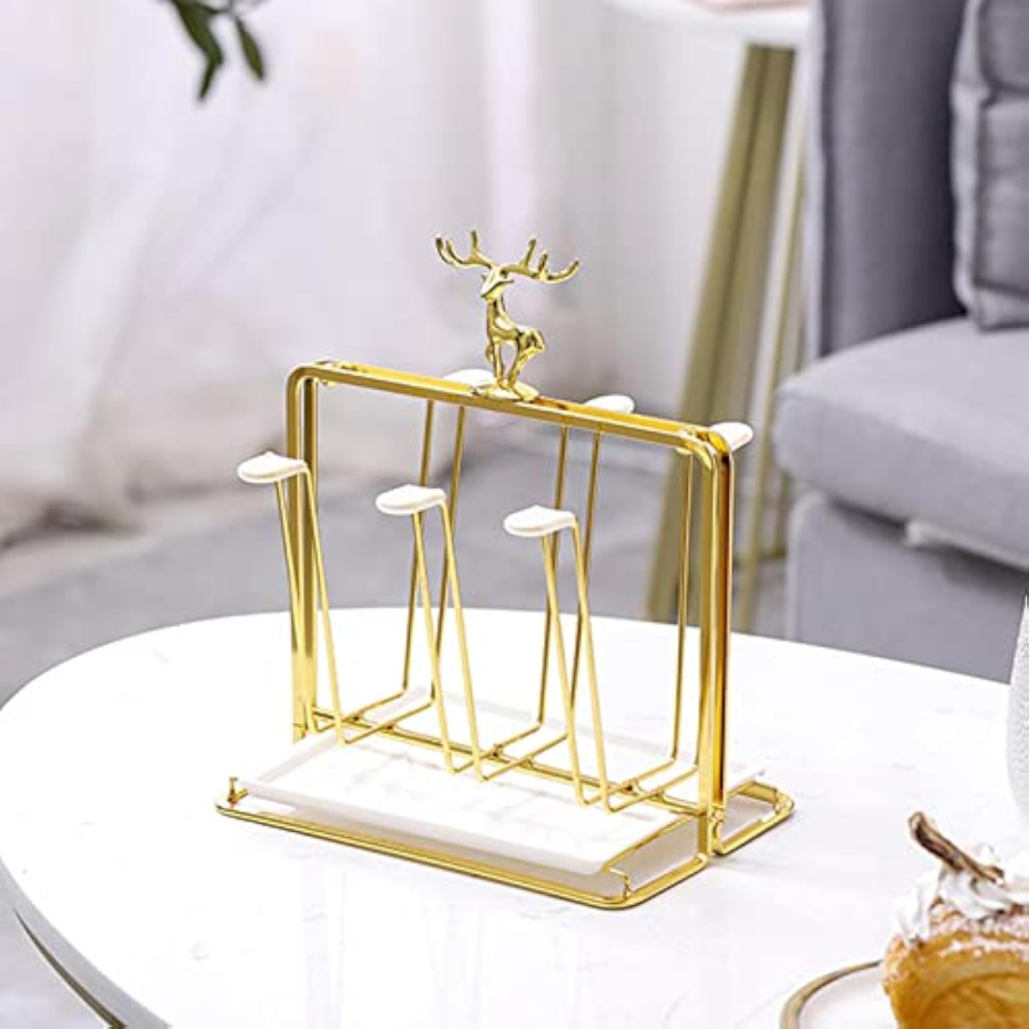 Stylish Mug Drying Rack Holder, Golden Display Stand