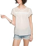 Schöne edc Bluse mit Spitzendetails am Ausschnitt sowie Perlenbesatz an den Ärmeln