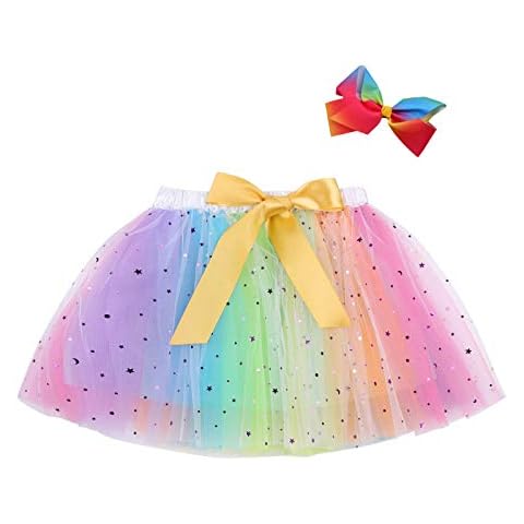 Baby Girl Elastic High Waist Mini Tutu Skirt Cute Tulle Princess Ballet Dress for Toddler Girls (B-Rainbow, 2-3 Years) Cover