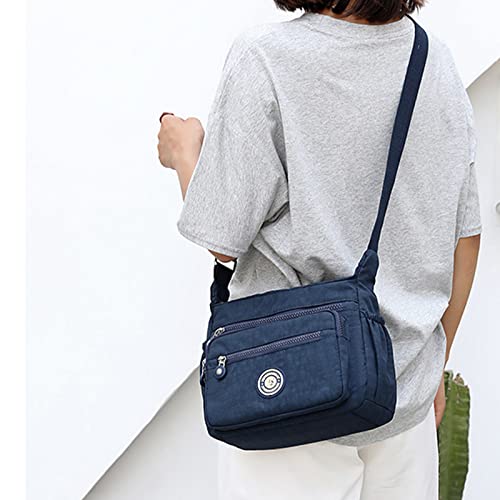 Gelory Lässige Umhängetasche mit mehreren Taschen für Damen, wasserdicht, Nylon, verstellbarer Riemen, Umhängetaschen und Handtaschen, blau, Einheitsgröße