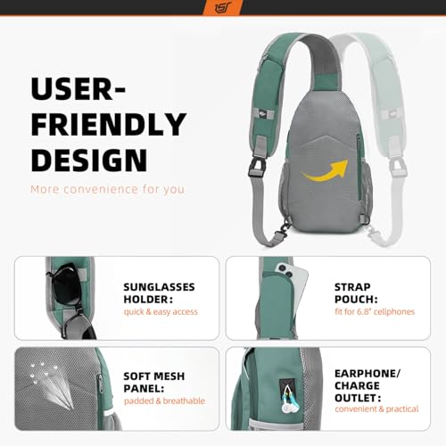 Image of SKYSPER Sling Bag RFID Crossbody Sling Backpack Cross Body Shoulder Bag Travel Hiking Daypack for Women Men(Green)