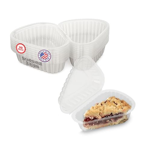 MT Products Hinged Extra Small Plastic Pie, Cheesecake, Cake Slice Container for Small Pies and Cakes (Pack of 20) - Made in The USA