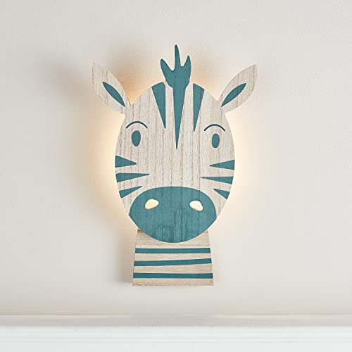 Lights4fun Battery Operated LED Zebra Children's Wall Light Kids Bedroom Nursery Decoration with Remote and Timer