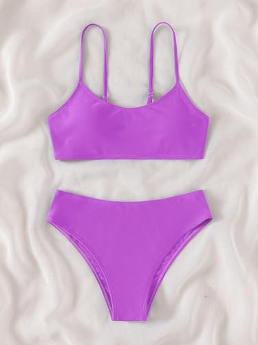 Image of SHENHE Girl's 2 Piece O Ring Bikini High Waisted Spaghetti Strap Cute Swimsuit Bathing Suit