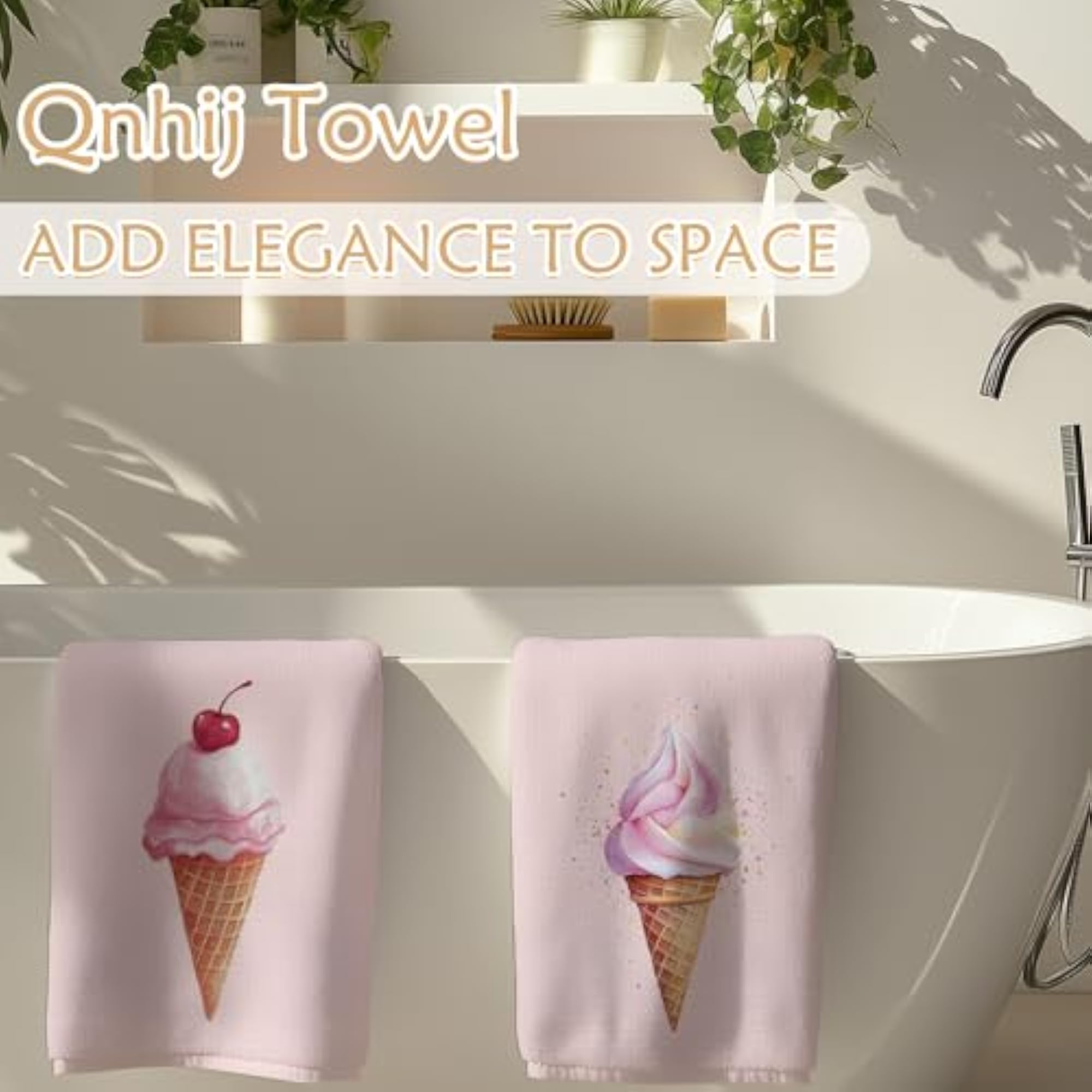 Pink Ice Cream Summer Kitchen Towels for Dessert Lovers