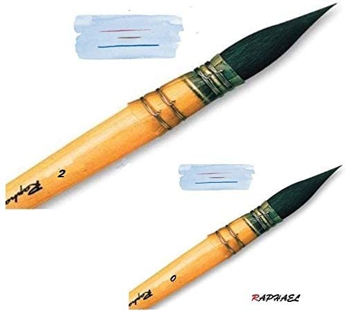 Raphael Série 803 Pinceau Lavis Aquarelle Petit Gris Pur Monte Sur Plume + DaVinci 1570 - Set N°0,0,2