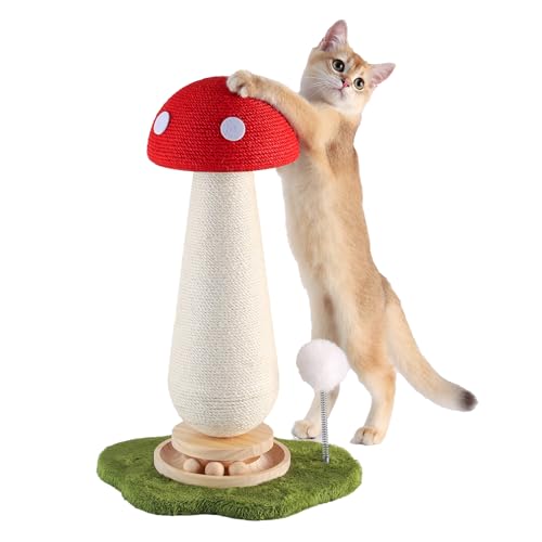 Rascador para gatos estilo seta con juguete y sisal, 21.2 in miniatura 1
