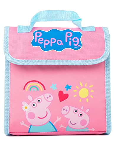 Peppa Pig Kinder 4-teiliges Rucksack-Set | Mädchen Jungen Animiert George Pig Hearts Rosa Rucksack Lunchtasche Federmäppchen Wasserflasche | Back to School Bag Geschenke