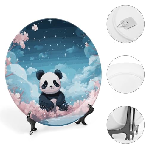 Assiette décorative panda rose en céramique, le cadeau idéal pour le salon - 5