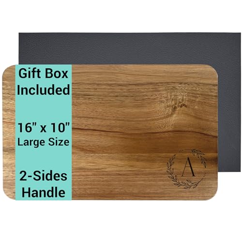 Personalized Cutting Board, 16 x 11" Monogram Initials Solid Wood
