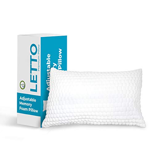 Cheapest 🛒 LETTO Adjustable Bed Pillow for Sleeping - Hypoallergenic Memory Foam. Made in USA. Bubble Tencel Washable Cover. Huggable & Plush. CertiPUR-US and GREENGUARD Gold Certified. (B-King)