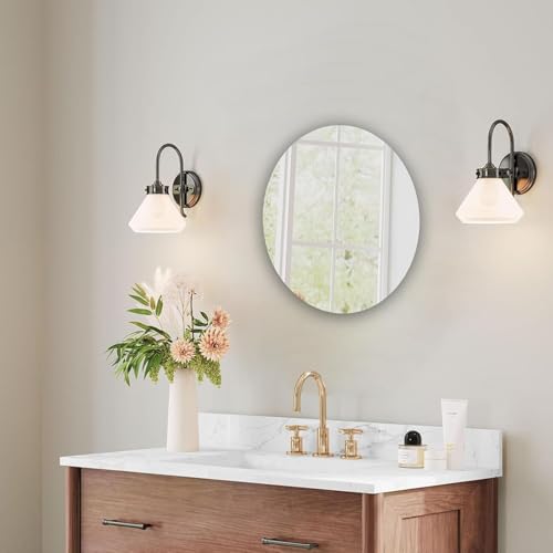 Image of PANCA Oval Adhesive Wall Mirror Sticker 21x31 cm | Unbreakable Flexible Plastic Mirror for Bathroom & Bedroom | Lightweight Wash Basin Mirror for Tiles & Home Decor