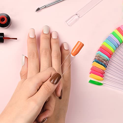 AZUREBEAUTY 50 peças de palitos de amostra de cor de unha com anel, pontas de exibição de esmalte de