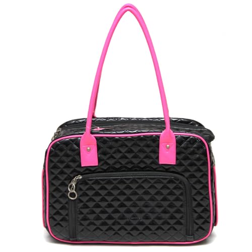 MKHJBFGIペット用ショルダーバッグ ペットキャリー 犬用小屋 キャリーバッグ 夏用 軽い 通気性 外から見える 旅行 マット付き 臭気がない 防災 通院用 折り畳み 散歩出かけ 飛び出し防止 全景 シンプル (ピンク)