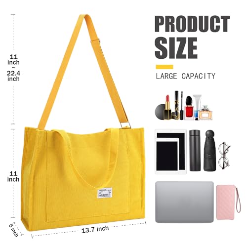 Image of Corduroy Tote Bag for Women Small Satchel Bag Mini Tote Bag Aesthetic Crossbody Handbag - School Work Travel Shopping