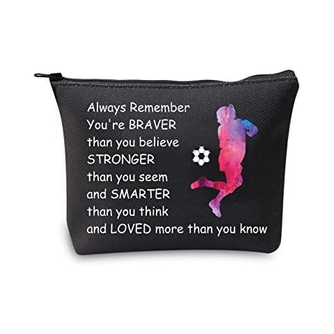 Soccer Gifts for Her Soccer Ball Zipper Pouch Soccer Bag Cosmetics Makeup Soccer Player Gift Soccer Team Gift for Football Lover Travel Bag Organizer Case (Soccer Black Bag) Cover