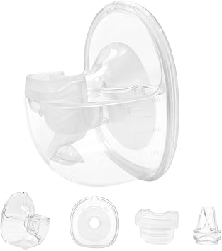 Full Set Milk Collector Cup Wearable Breast Pump Accessories, Replacement Pump Parts Compatible with MOMMED MISSAA S18/S21, Include Flange, Duckbill Valve, Silicone Diaphragm 27mm