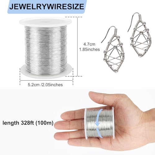 Image of Tenn Well Jewelry Wire, 26 Gauge Copper Craft Wire, 328 Feet 0.4mm Bendable Metal Wire for Jewelry Making, Sculpting, Floral Making, Wreath Making, Crafting, Christmas Ornaments (Silver Color)