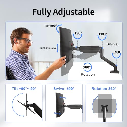suptek Monitor Halterung für 13-32 Zoll LED LCD Bildschirm bis zu 9 kg, Monitor Arm mit Gasfeder, 360° Drehbar Höhenverstellbar Schwenkbar Neigbar, Monitorhalterung VESA 75x75/100x100 mm, MD01A