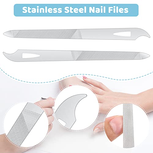 6 Pieces Stainless Steel Nail File Metal Diamond Nail Files Double Side Triple Cut Long Nail Cleaner Fingernail Toenail Files For Nail Art Care Pedicure Manicure, 5.5 Inches #TOP1