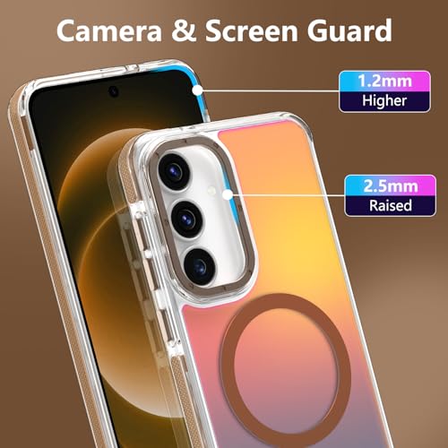Image of Magnetic Case for Samsung Galaxy S25 FE 5G [Compatible with Magsafe] [Cute Fashion Fluorescent Design] [1 Screen Protector] Slim Translucent Matte Case for Galaxy S25 FE 5G 6.7 inch, Desert