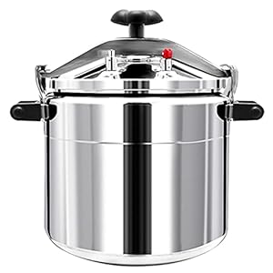 Explosion-Proof High Pressure Cooker,Commercial Large Capacity Stainless Steel High Pressure Cooking Pot Suitable for Gas Induction Cooker,Silver-22L