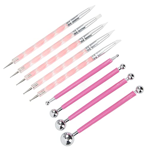 Polymer Clay Tools, Clay Modeling Tools Different Sizes 9Pcs Stainless Steel Silicone Modeling Clay Tools for Clay Pottery Sculpture Manicure