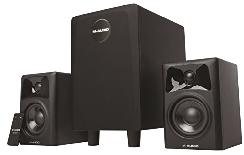 M-Audio AV 32.1 - Sistema Audio 2.1 con Coppia di Casse Acustiche Attive Biamplificate e Subwoofer, per un Audio di Qualità Superiore