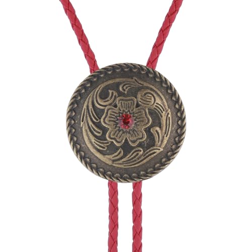 Image of GelConnie Floral Bolo Tie for Men Womens Bolo Tie Necklace Native American Black Men's Bolo Ties Western Cowboy Bolero Ties