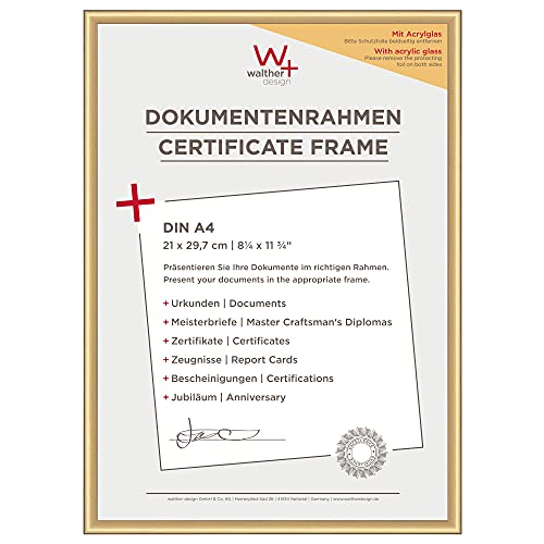 walther design Bilderrahmen gold 21 x 29,7 cm (DIN A4) mit Kunstglas 3er Pack, New Lifestyle Kunststoffrahmen KVX130G3 – Ansicht 4