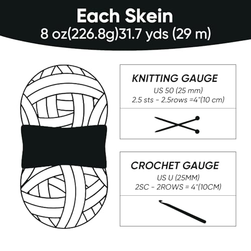 Image of 8 Packs Jumbo Chunky Chenille Yarn - 1820g(64oz) 254 Yards (761ft) Bulky Yarn - Chunky Yarn for Hand Knitting Blanket,Cushions, Pet Bed - Soft and Durable(Charcoal Grey)