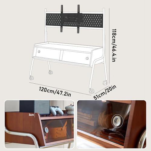 Soporte móvil para TV de 55 a 75 pulgadas con ruedas y estante miniatura 2