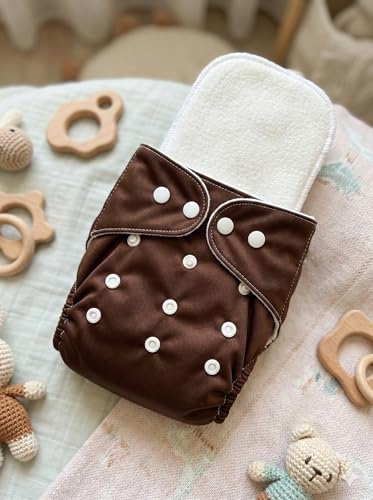 Image of Reusable Cloth Diaper for Babies | Washable Baby Cloth Diaper with Absorbent Insert | Leak Proof Adjustable Free Size Pocket Diaper 3M -3Years | Eco Friendly Reusable Baby Diaper (2, Pink Brown, One Size)