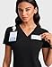 POPVIOLET Womens V-Neck Scrub Top 4-Way Soft Stretch Medical Shirts with Pocket Slim Fit Nurse Tees Breathable Workwear Black Medium