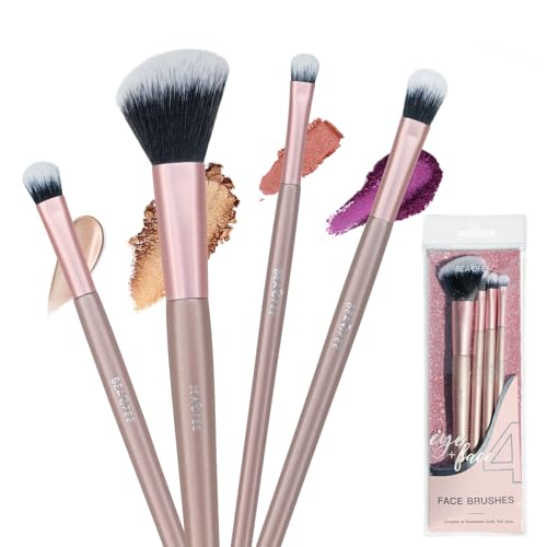 Makeup Brushes,Makeup Brush Set,4 Pieces Premium Synthetic Foundation Blending Brush,Powder,Blush,Eyeshadow，Contour Brush with Storage Bag