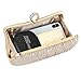 Womens Golden Glitter Clutch Purse Pleated Evening Bag for Bridal Wedding Party with Rhinestone Ring