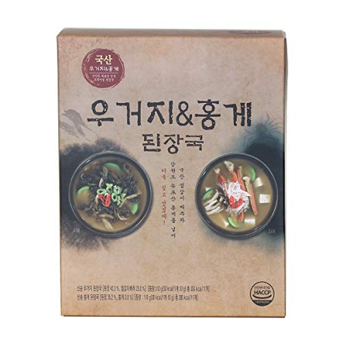 Korean Instant Cabbage & Red Crab Soybean Paste Soup 22 Pack (Cabbage 11pcs + Red Crab 11pcs) , Single-serving Packing, Just Pour Hot Water