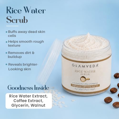Image of Glamveda Korean Rice & Ceramide 3 Step Face Wash, Face Scrub & Peel Off Mask For Women & Men| Reduces Signs of Ageing & Skin Brightening | For Dry to Combination Skin Type