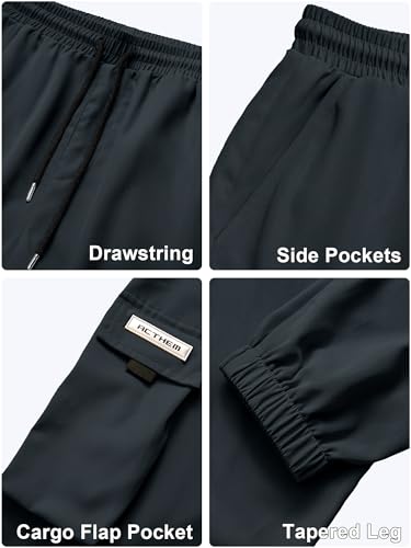 Image of JEMLDL Mens Cargo Joggers Pants Elastic Waist Drawstring with Flap Pockets Techwear Pants for Men
