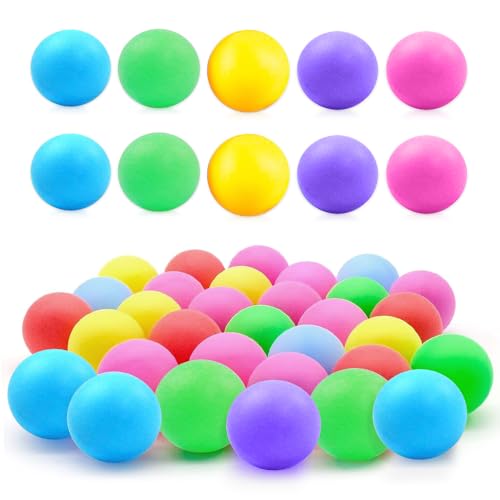 Riisoyu Pelotas de Ping Pong, 30 Piezas Pelotas Multicolores de plástico Pelotas de Ping Pong estándar de 40 mm para Adultos y Niños Mezcla de Colores